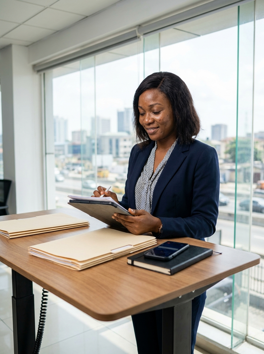 Realtor in Lagos managing a separate client account for property transactions